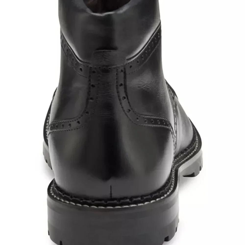 Johnston & Murphy Garrison Black Leather Brogue Cap Toe Boot. Sz: 10